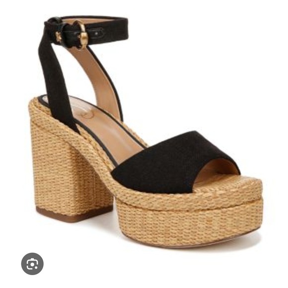 Sam Edelman Immie Platform Espadrille Sandals Black Natural Linen 10.5M new - Picture 10 of 10
